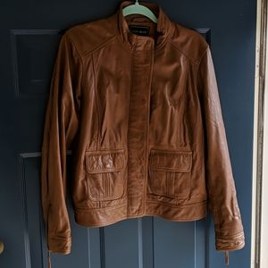 Lucky Brand cognac leather jacket XL